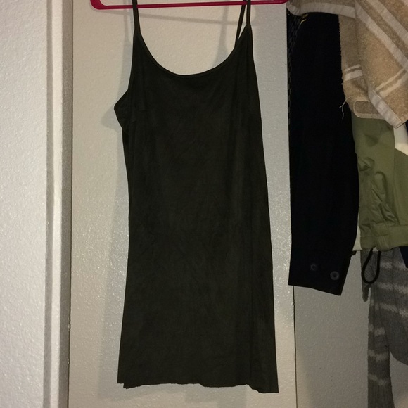 Dark Green Knee Length Tank Dress